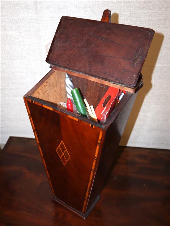 A George III mahogany tea caddy and a candle box